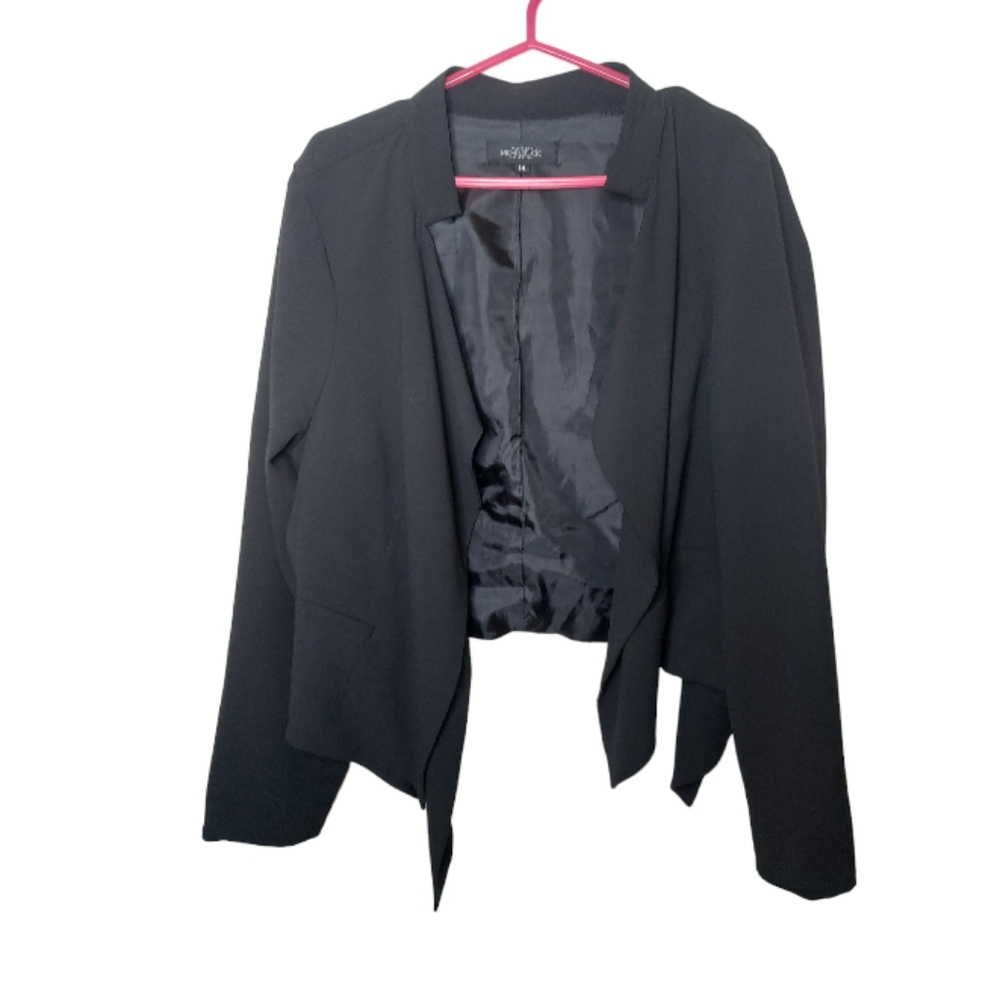 Michel Studio Black Asemetrical Hem Blazer Jacket